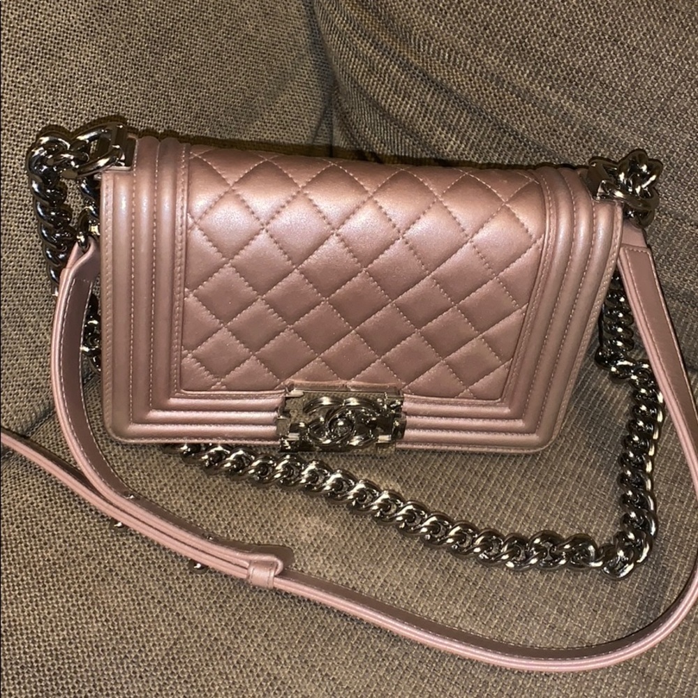 Authentic Chanel Quilted Small Boy Flap Bag
